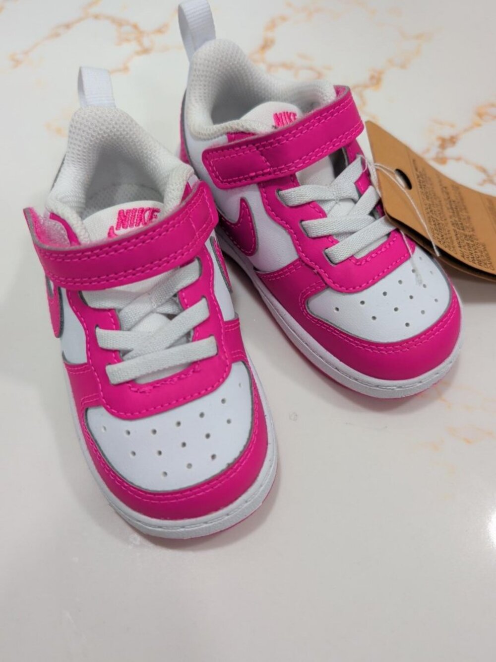 Nike Toddler Girls Sneakers Size 6C Pink White Hook Loop New With Tags